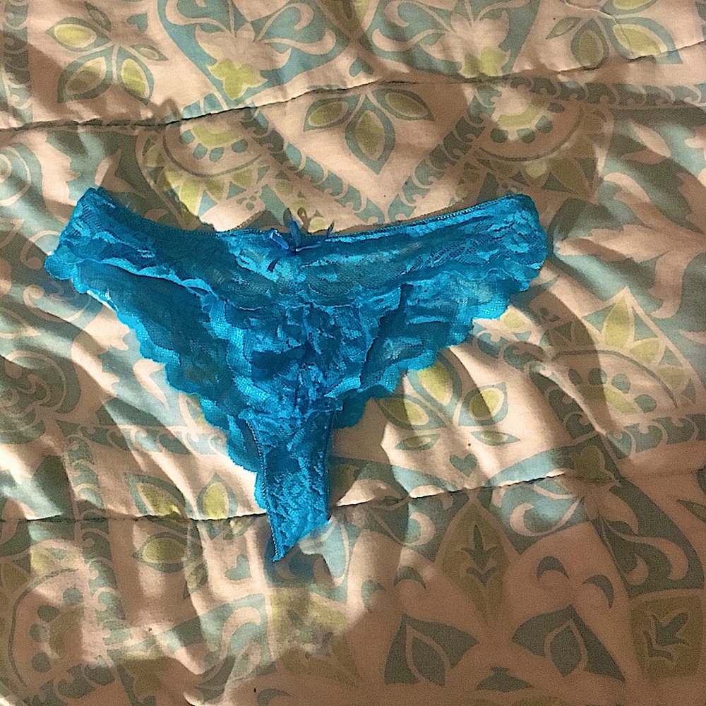 Blue lace thong